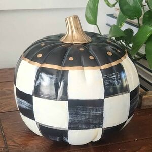 Black and White Checkered Pumpkin Decor
